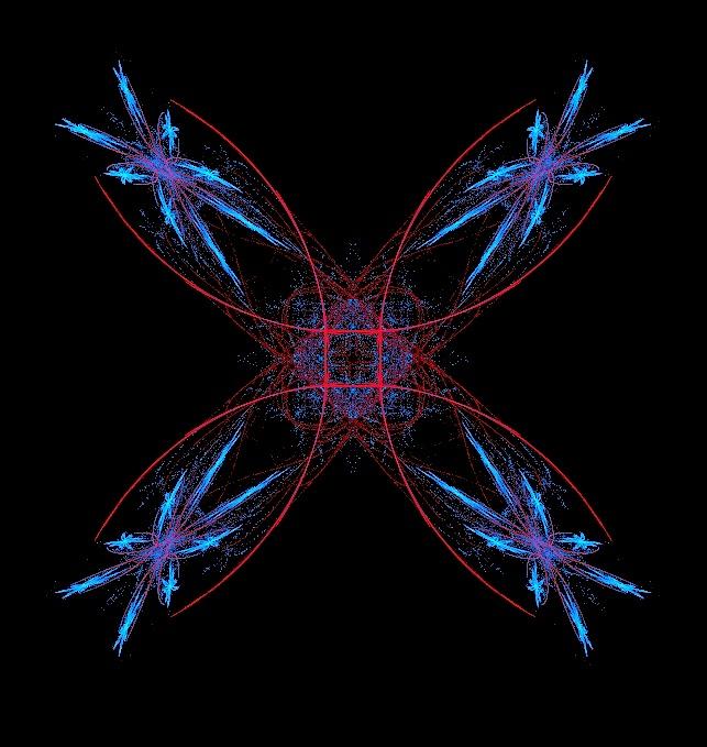 Blue and Red Square Fractal #2 Painting by Bruce Nutting