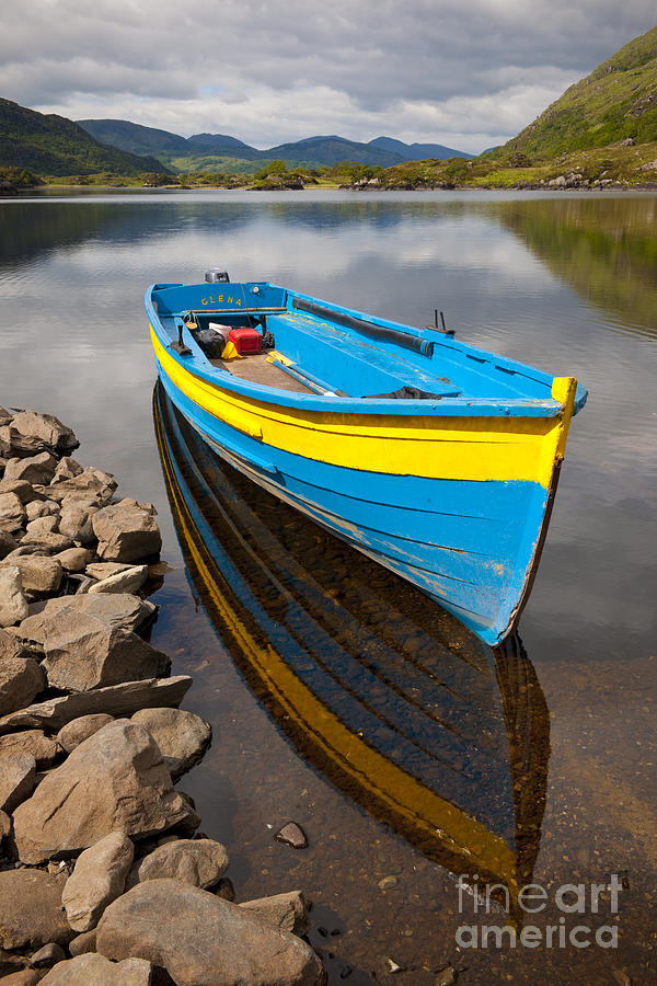 Blue Boat On Muckross Lake, Ireland #1 Photograph by John Shaw