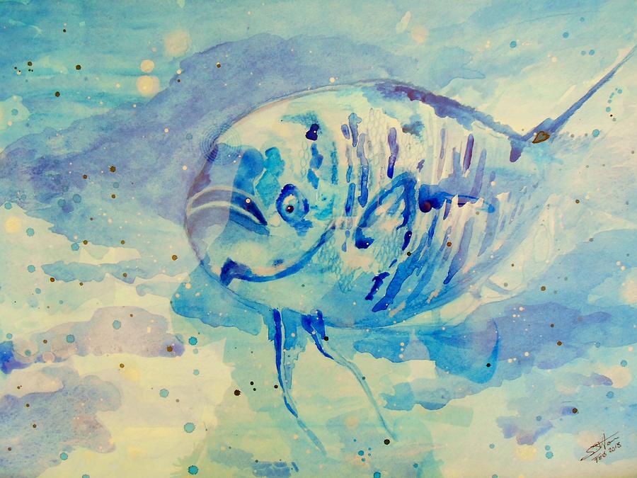 Blue Fish Painting by Suzie Crawford - Fine Art America