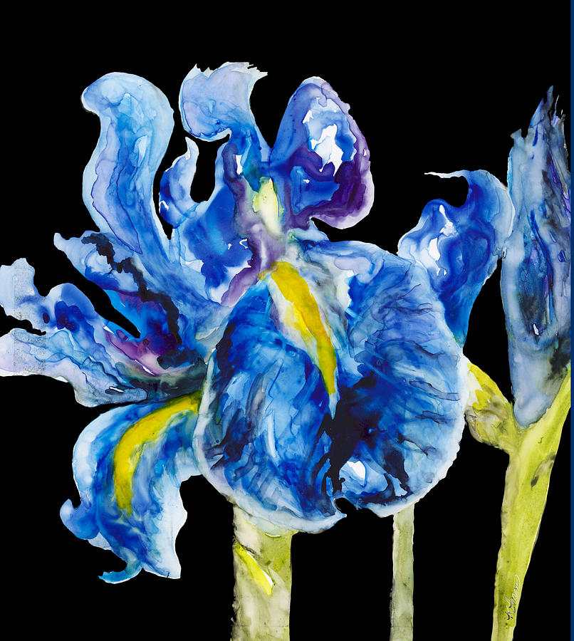 Blue Iris #1 Painting by Karen Ann