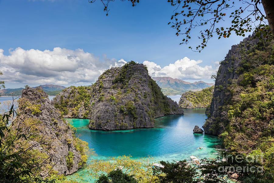 Nature Photograph - Blue Lagoon at Kayangan Lake Coron island Philippines #1 by Fototrav Print