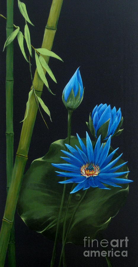 Blue Lotus Painting By D L Gerring