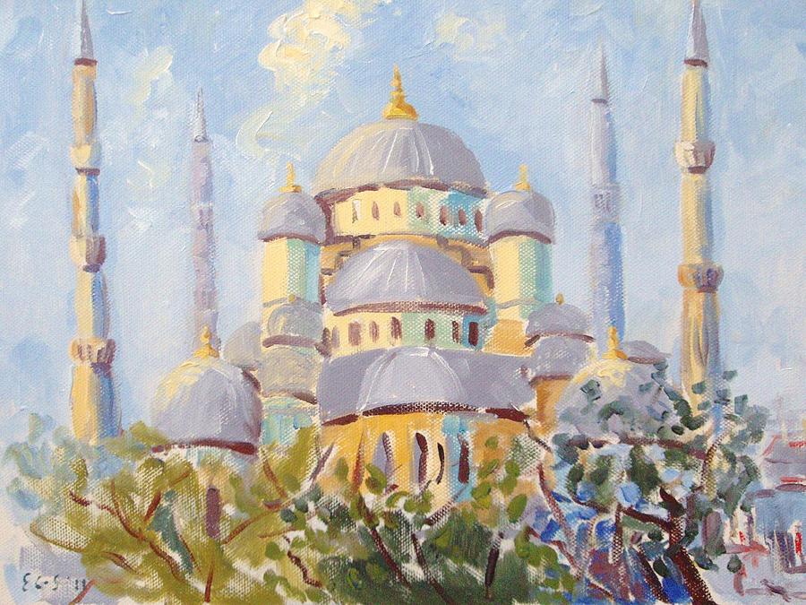 Blue Mosque Istanbul Painting by Elinor Fletcher