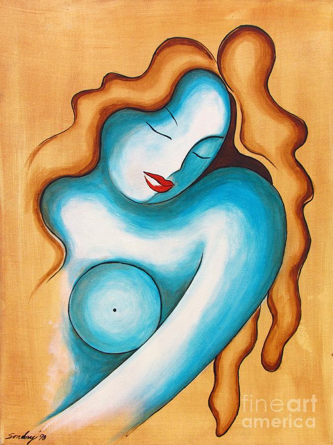 Blue Nude #1 Painting by Joseph Sonday