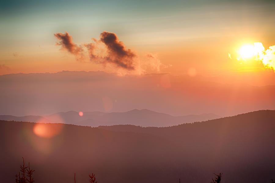 Blue Ridge Parkway Autumn Sunset over Appalachian Mountains  #1 Photograph by Alex Grichenko