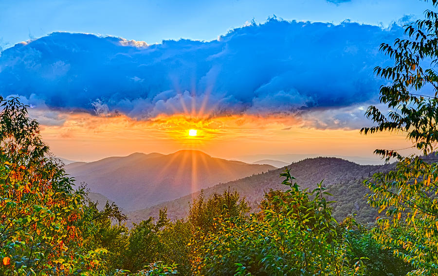 Blue Ridge Parkway late summer Appalachian Mountains Sunset West #1 Photograph by Alex Grichenko