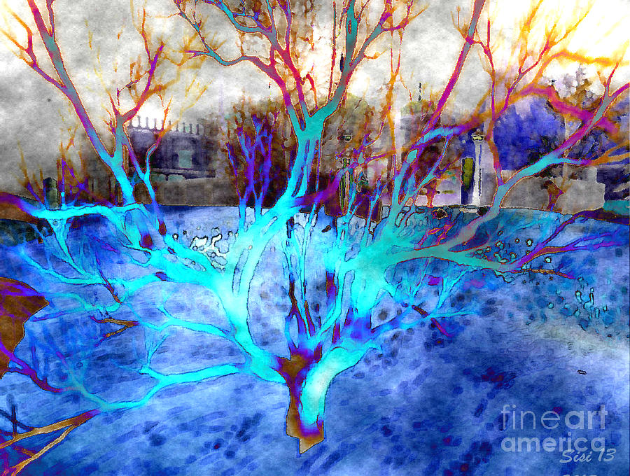 Blue tree #1 Digital Art by Susanne Baumann