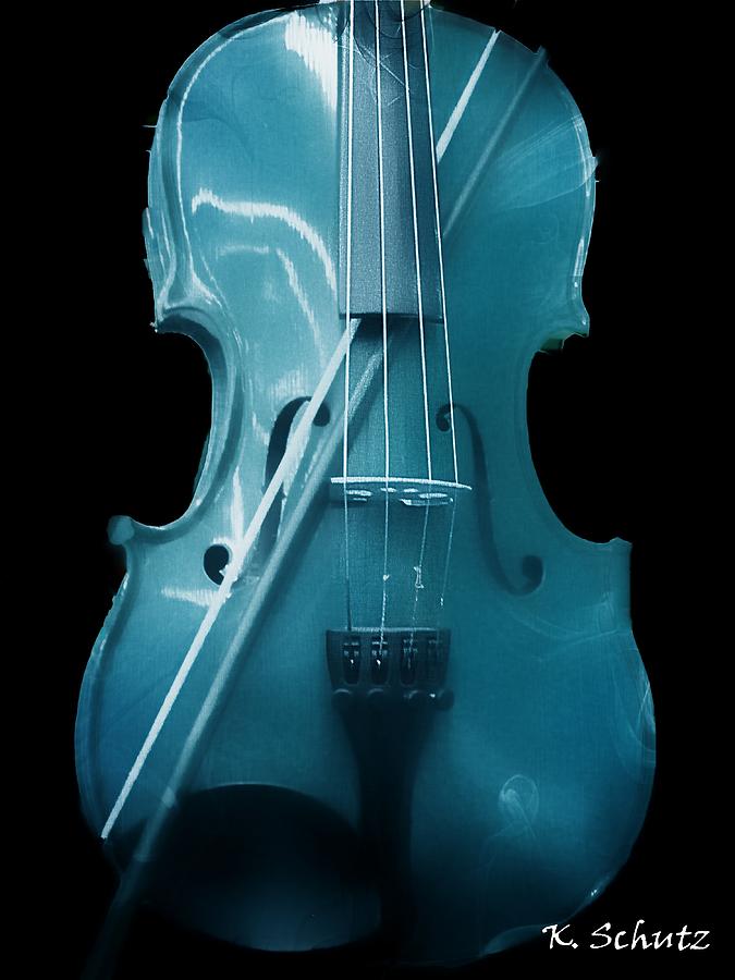 Violin Digital Art - Blue Violin #1 by Kelly Schutz