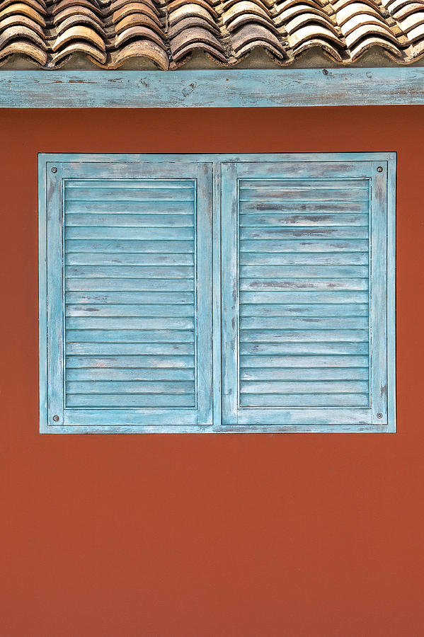 Blue Window Shutter of Aruba II #1 Photograph by David Letts