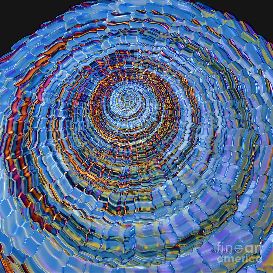 Spiral Digital Art - Blue World #1 by Deborah Benoit