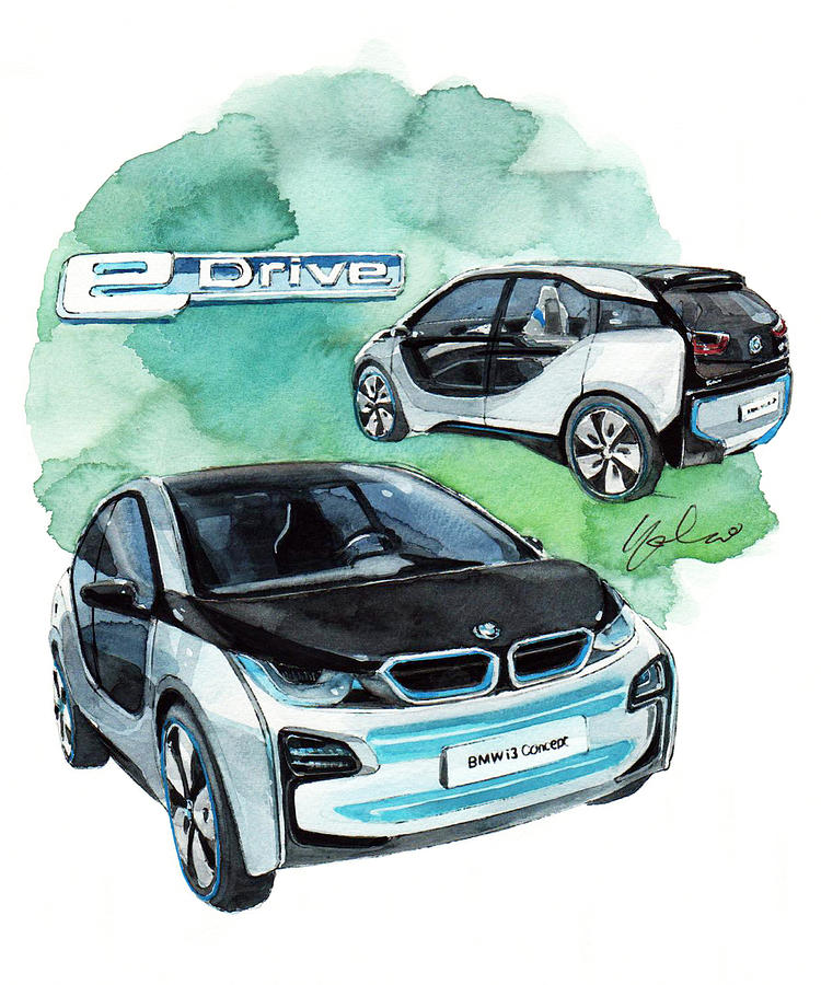 I3 Painting - BMW i3 Concept car by Yoshiharu Miyakawa