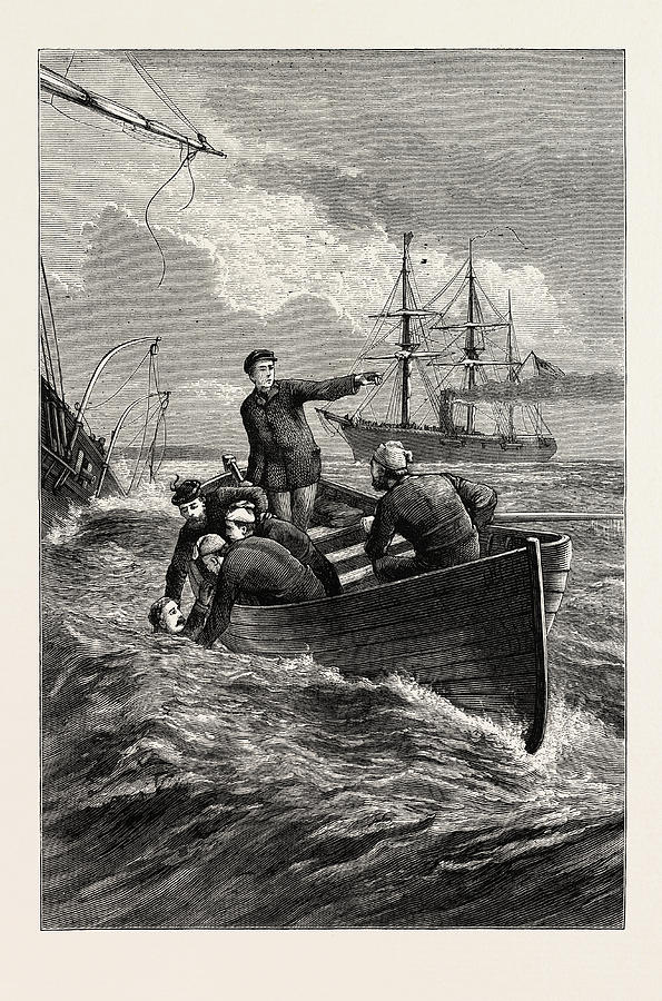 Boat Of The Deerhound Rescuing Captain Semmes Drawing by American ...