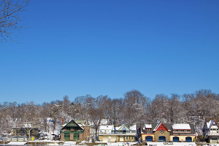 Boathouse Row In Winter Snow Bright #1 Photograph by Panoramic Images