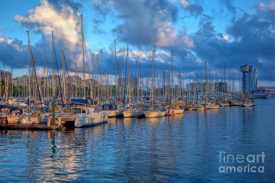 Boats in the harbor of Barcelona #1 Photograph by Michal Bednarek