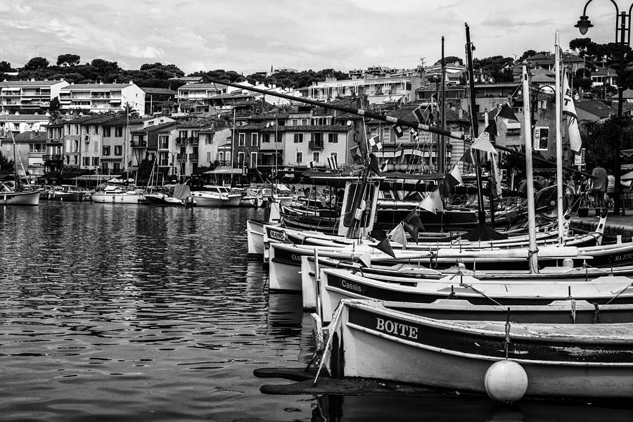 South of France Harbor in Mono Photograph by Georgia Clare