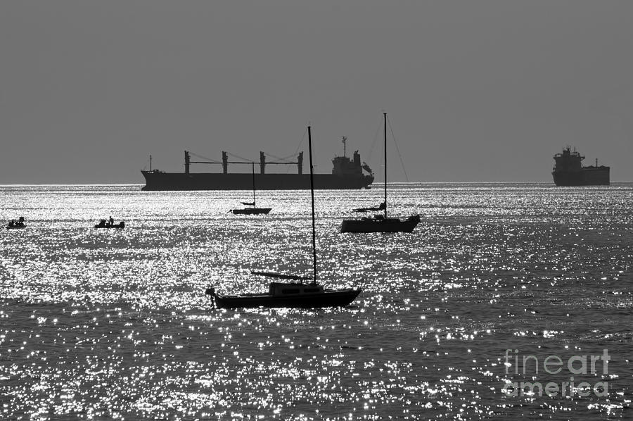 Boats on English Bay Vancouver Photograph by John  Mitchell