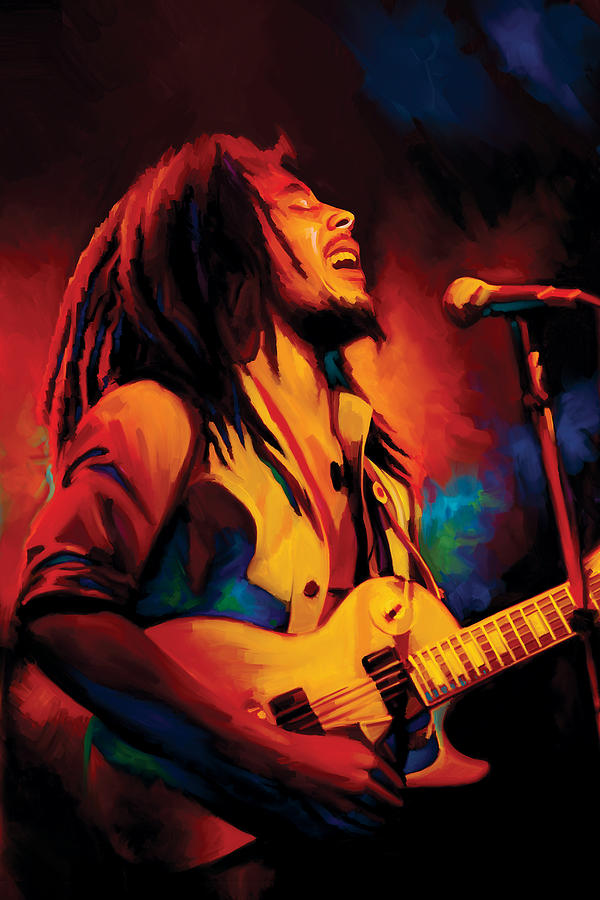 Bob Marley Playing Guitar Painting