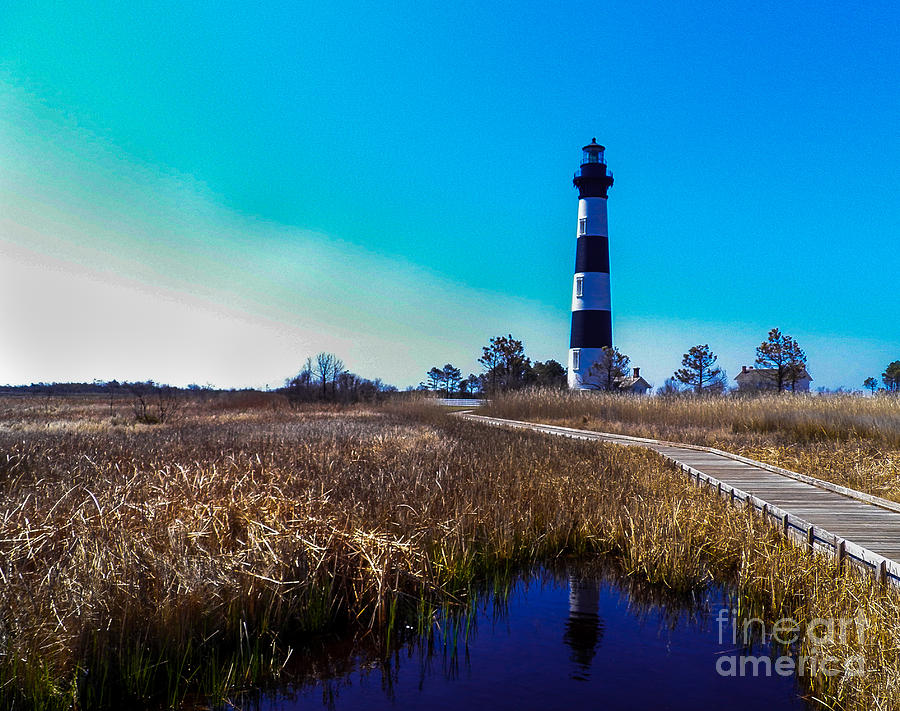 Bodie Island Lighthouse Photograph - Bodie Island Lighthouse Reflection  #1 by Kathy Liebrum Bailey
