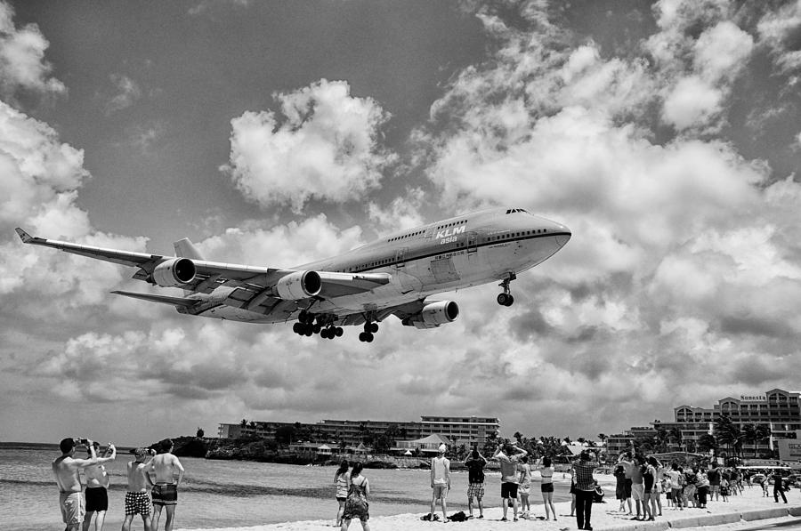 Beach Photograph - Boeing 747 landing over the beach #1 by Jiri Vatka