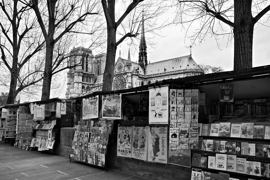 Tree Photograph - Book Sellers by The Seine / Paris by Barry O Carroll