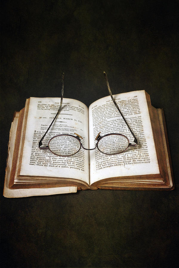 Vintage Photograph - Book With Glasses #1 by Joana Kruse