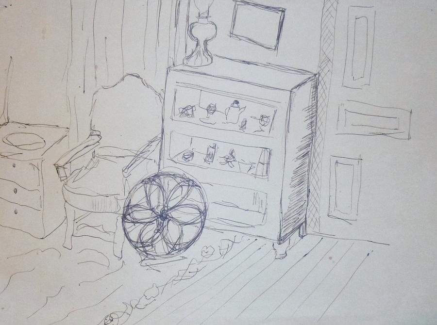 Bookcase #1 Drawing by Erika Jean Chamberlin