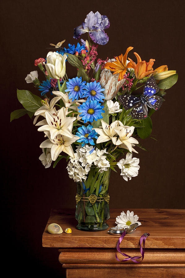 Bosschaert -Flower Bouquet in vase with watch #1 Photograph by Levin Rodriguez