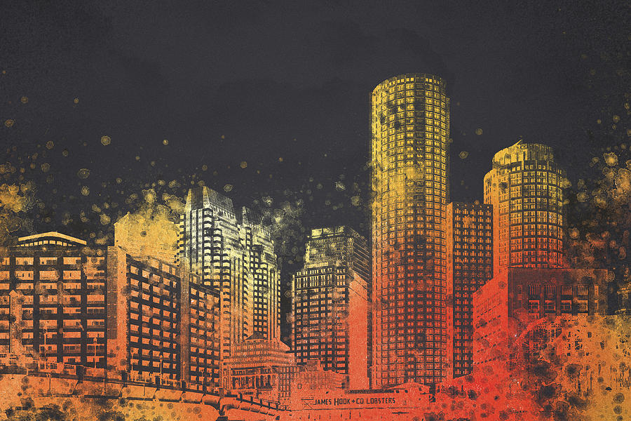 Boston Skyline Digital Art - Boston City Skyline #1 by Aged Pixel