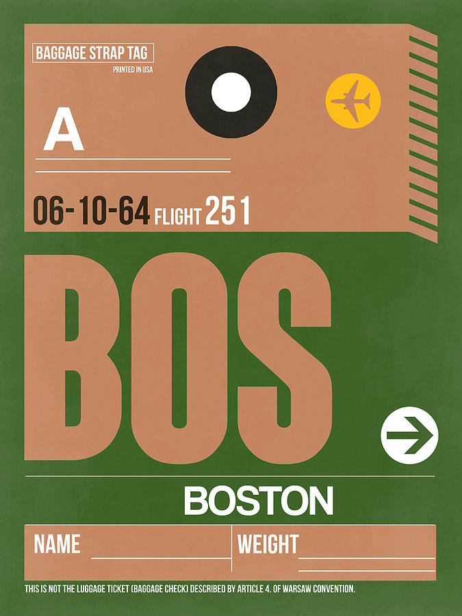 Boston Digital Art - Boston Luggage Poster 1 #1 by Naxart Studio