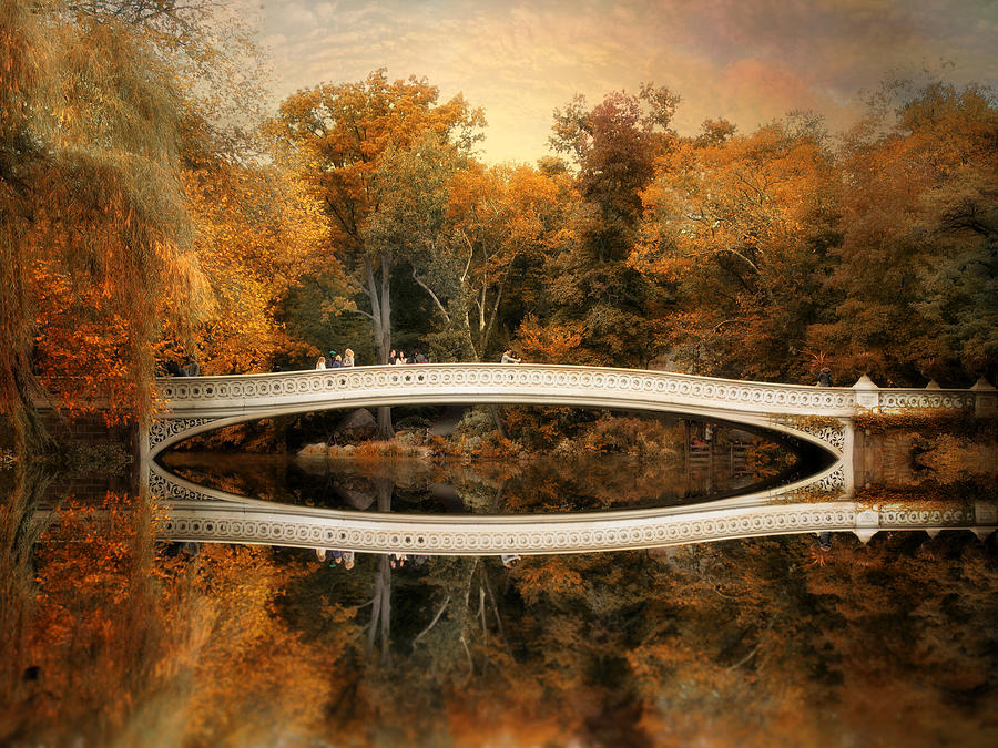 Central Park Photograph - Bow Bridge Reflections #1 by Jessica Jenney