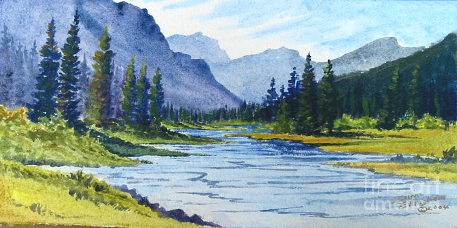 Bow River Painting by Diane Ellingham