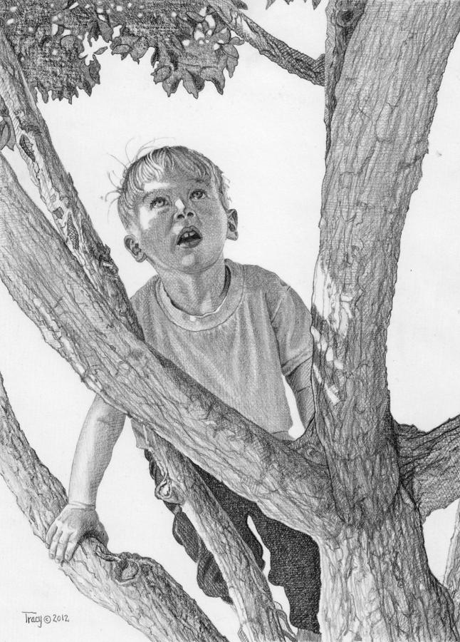 Boy Climbing #2 Drawing by Robert Tracy