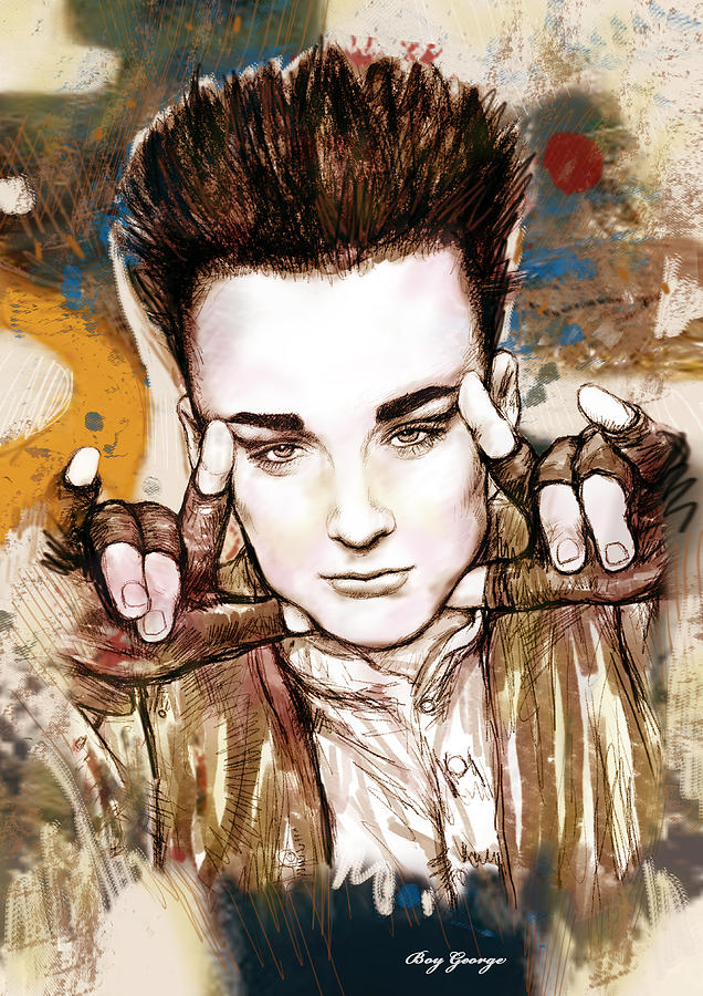 Abstract Drawing - Boy George stylised drawing art poster #1 by Kim Wang