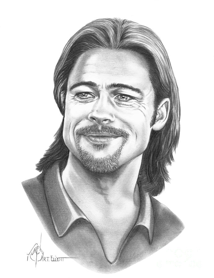 Brad Pitt Drawing by Murphy Elliott