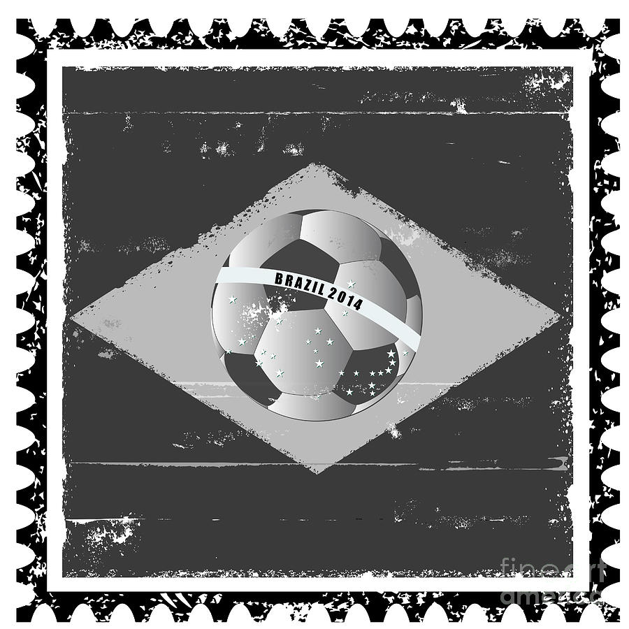 Brazil flag like stamp in grunge style #1 Digital Art by Michal Boubin