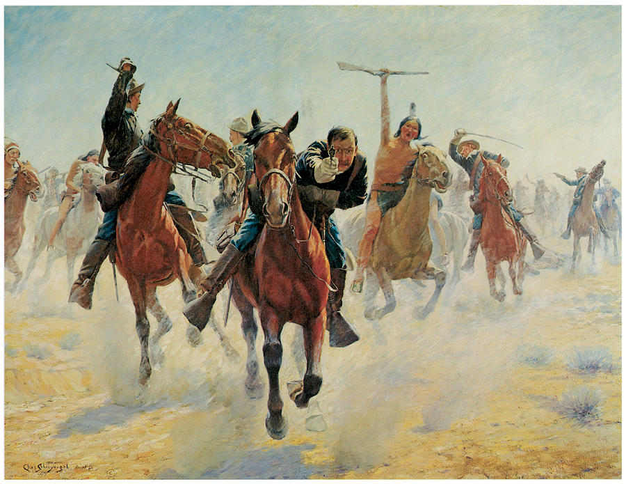 Native American Painting - Breaking Through the Line #1 by Charles Schreyvogel