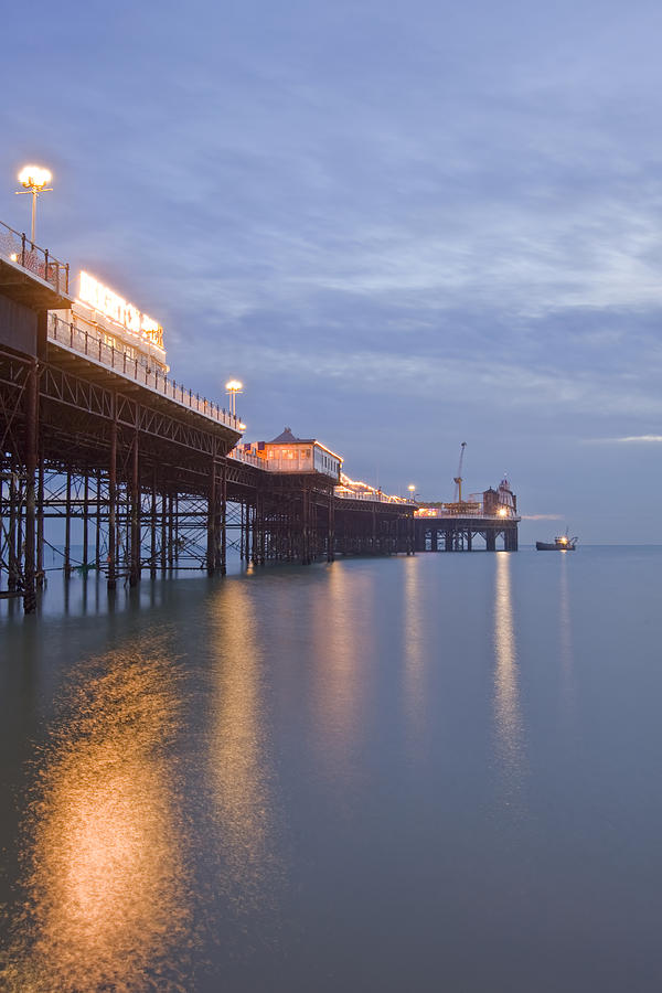 Brighton England Pier with beautiful sunset in Winter with light