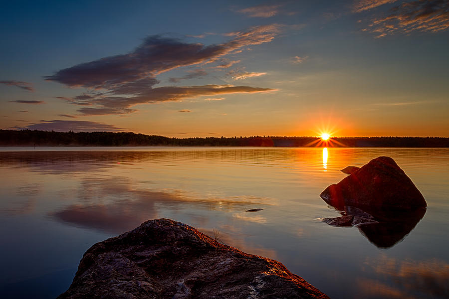 Brilliant Sunrise Baxter Lake NH #1 Photograph by Jeff Sinon