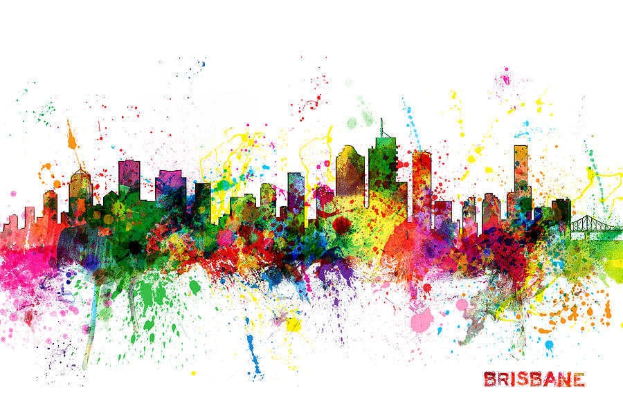 Brisbane Digital Art - Brisbane Australia Skyline #1 by Michael Tompsett