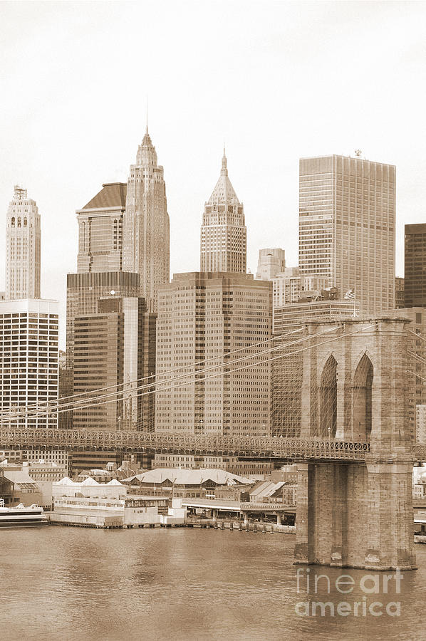 Brooklyn Bridge and Manhattan vintage #1 Photograph by RicardMN Photography