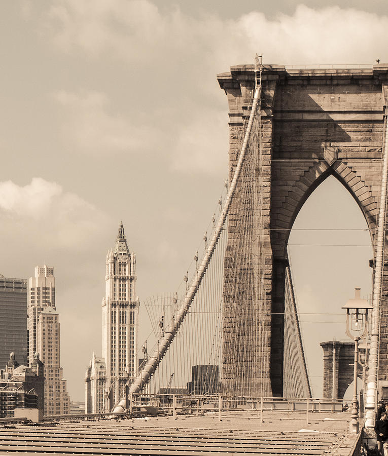Brooklyn Bridge and Woolworth Building #1 Photograph by Frank Winters