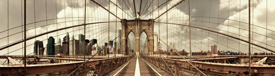 Brick Photograph - Brooklyn Bridge (sepia) #1 by Shelley Lake