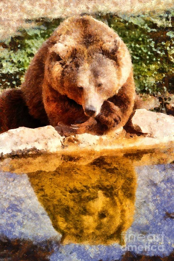 Bear Painting - Brown bear #2 by George Atsametakis