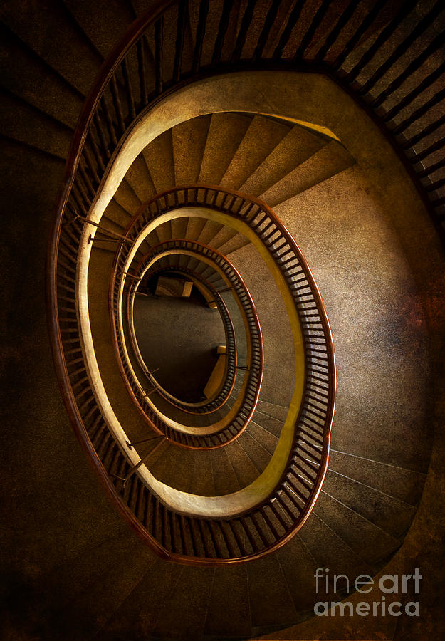 Brown spiral staircase #1 Photograph by Jaroslaw Blaminsky