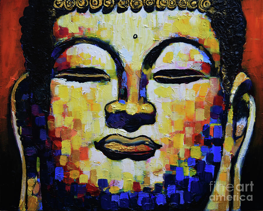 Buddha Head Painting by Stephen Humphries
