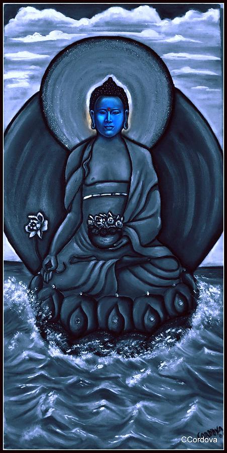 Buddha in Black and White #1 Painting by Carmen Cordova
