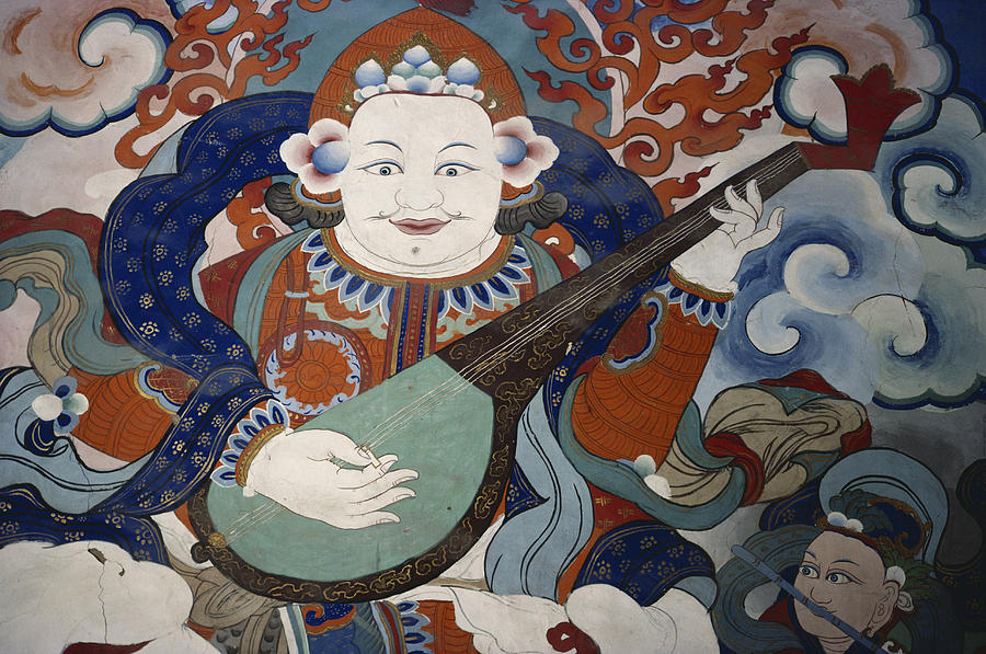 Buddhist Mural At Hemis Monastery, India #1 Painting by George Holton