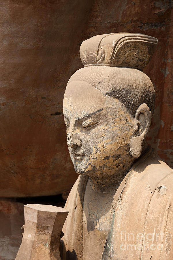 Buddha Photograph - Buddhist statue at Dazu Stone carvings #1 by Fototrav Print