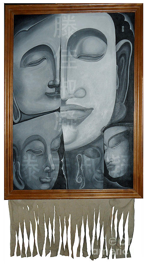 Buddha Portrait Painting - Buddish facial reactions by Fei A