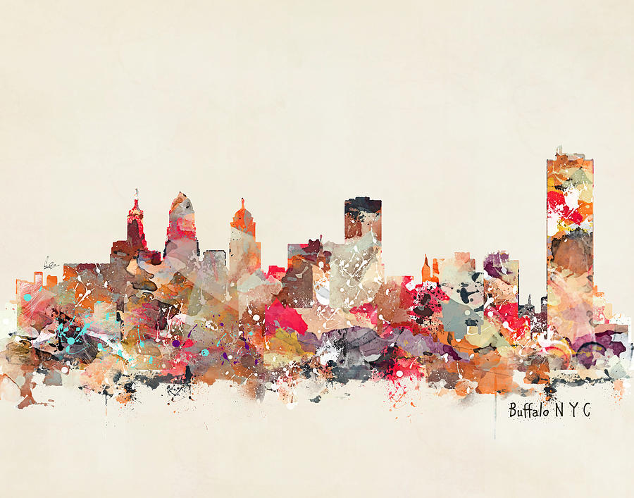 Watercolors Painting - Buffalo City New York by Bri Buckley Watercolors Painting - Buffalo City New York by Bri Buckley